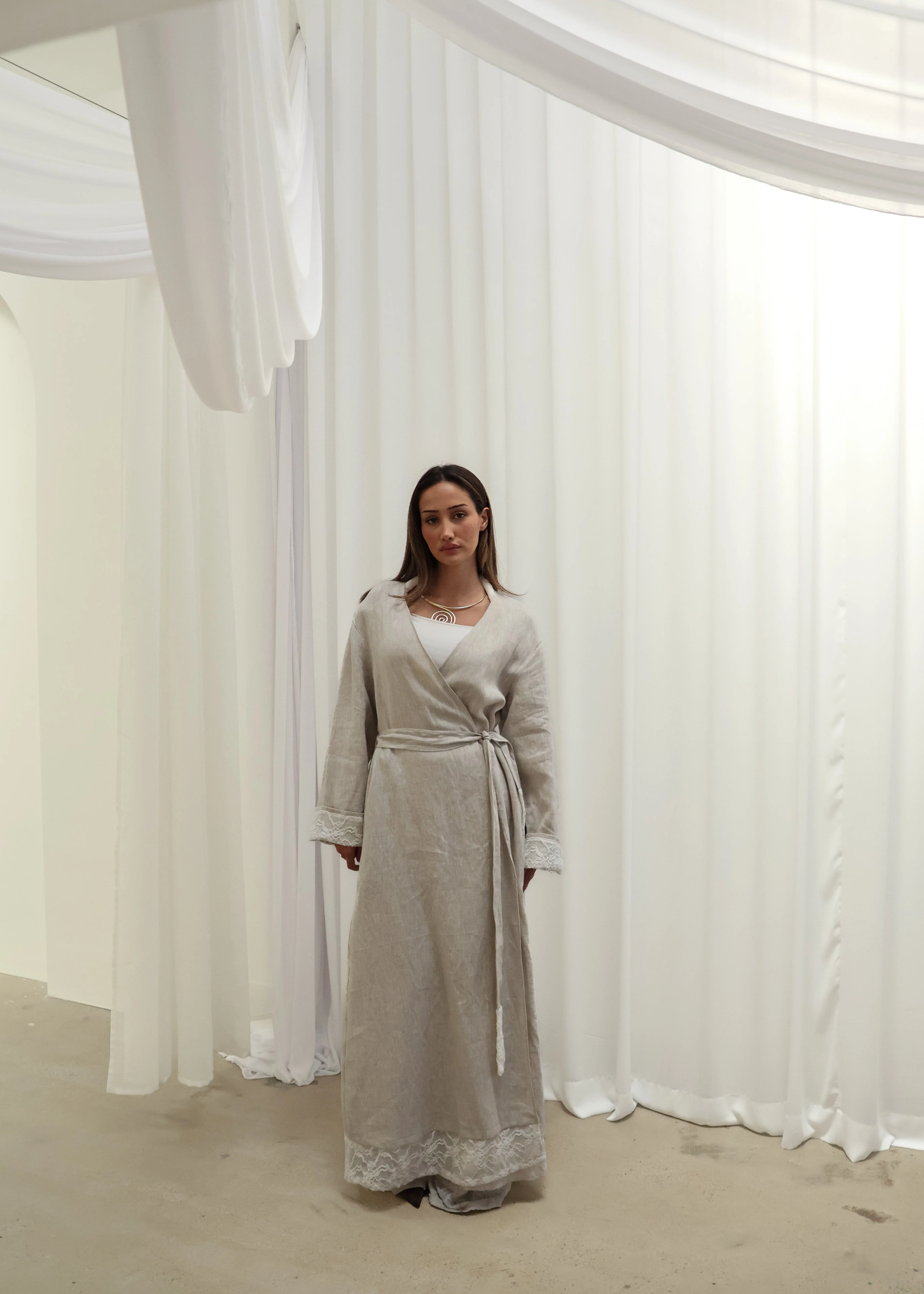 INEZ LACE HEM LINEN KIMONO - Image 3