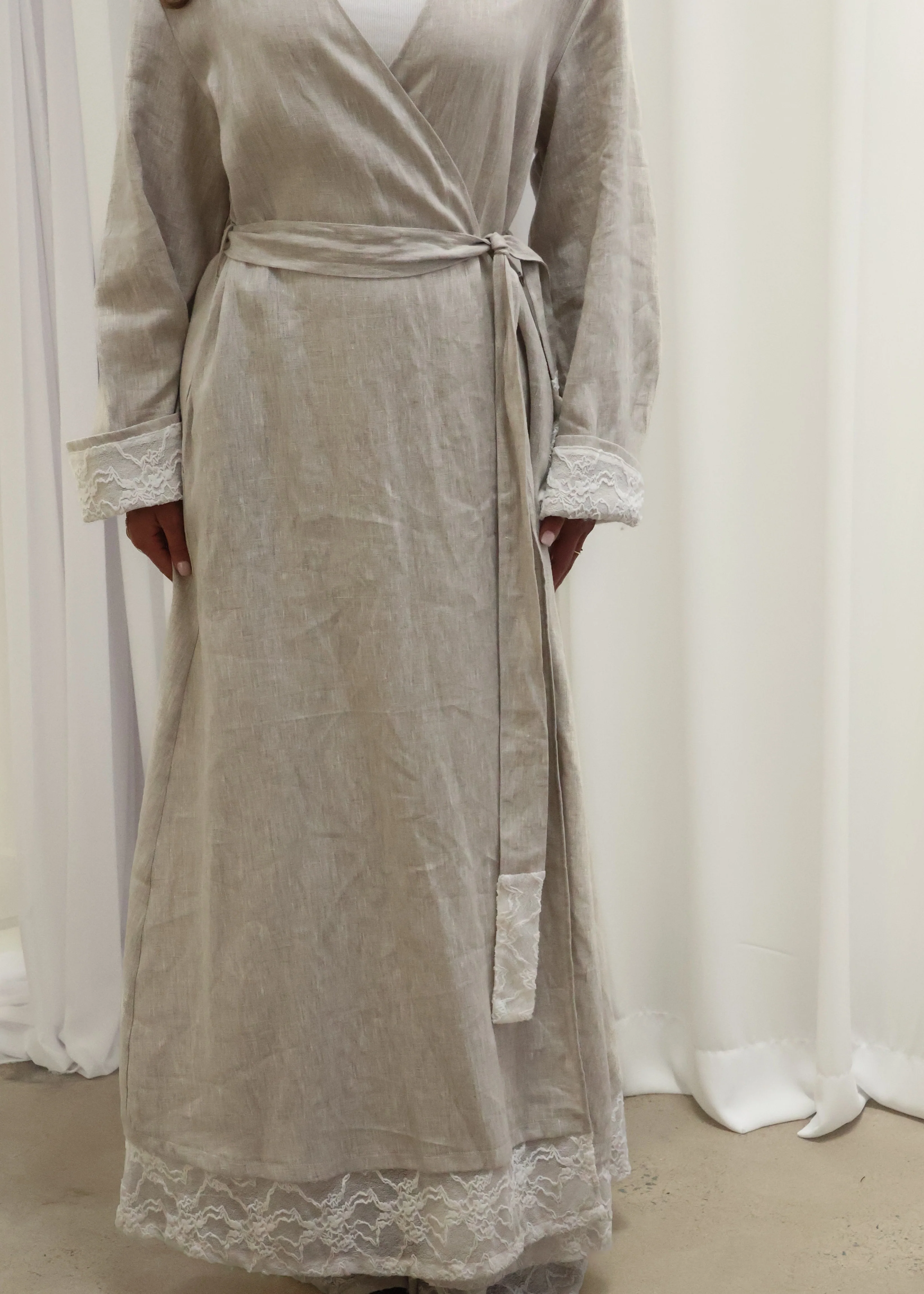 INEZ LACE HEM LINEN KIMONO - Image 7