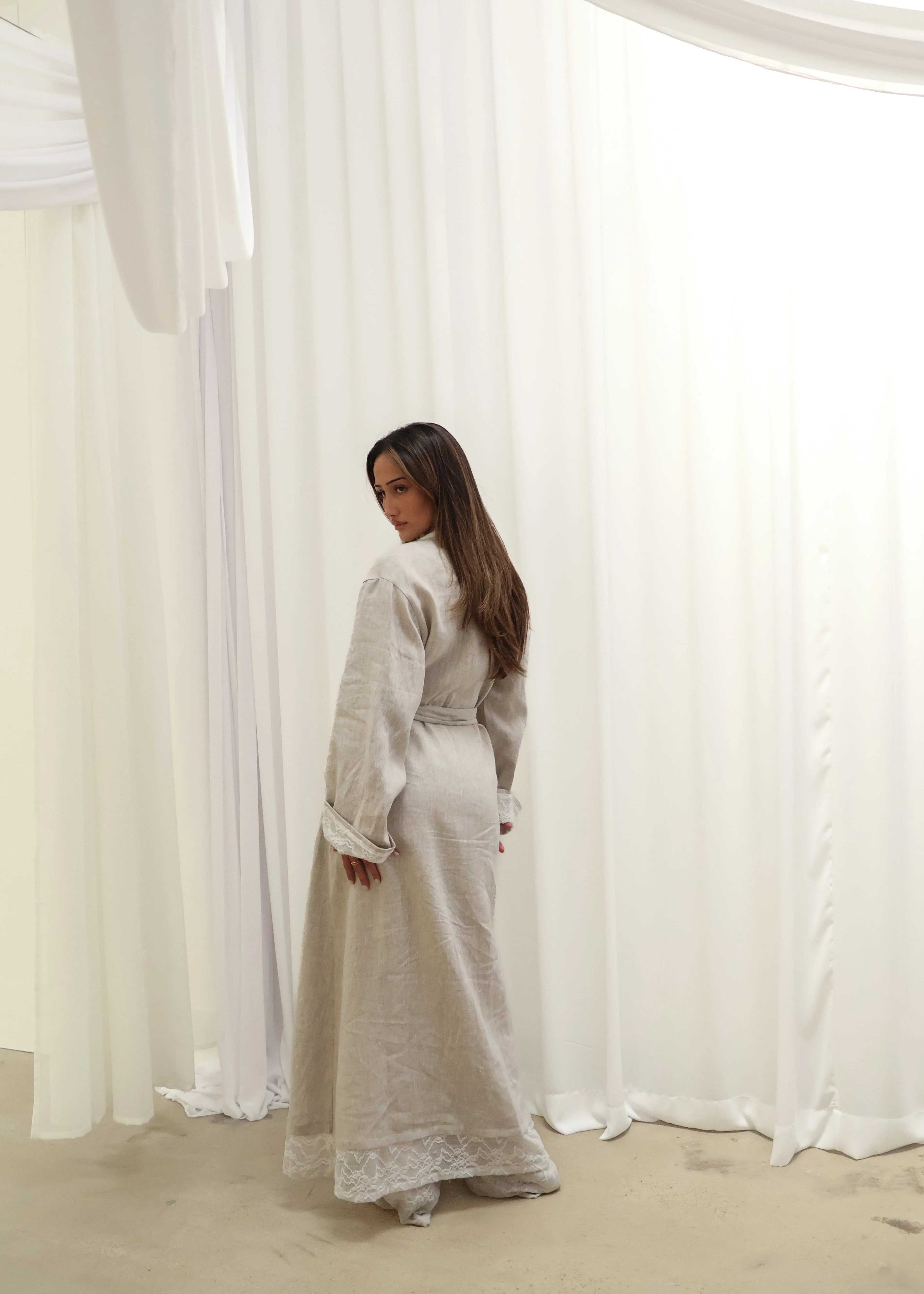 INEZ LACE HEM LINEN KIMONO - Image 8