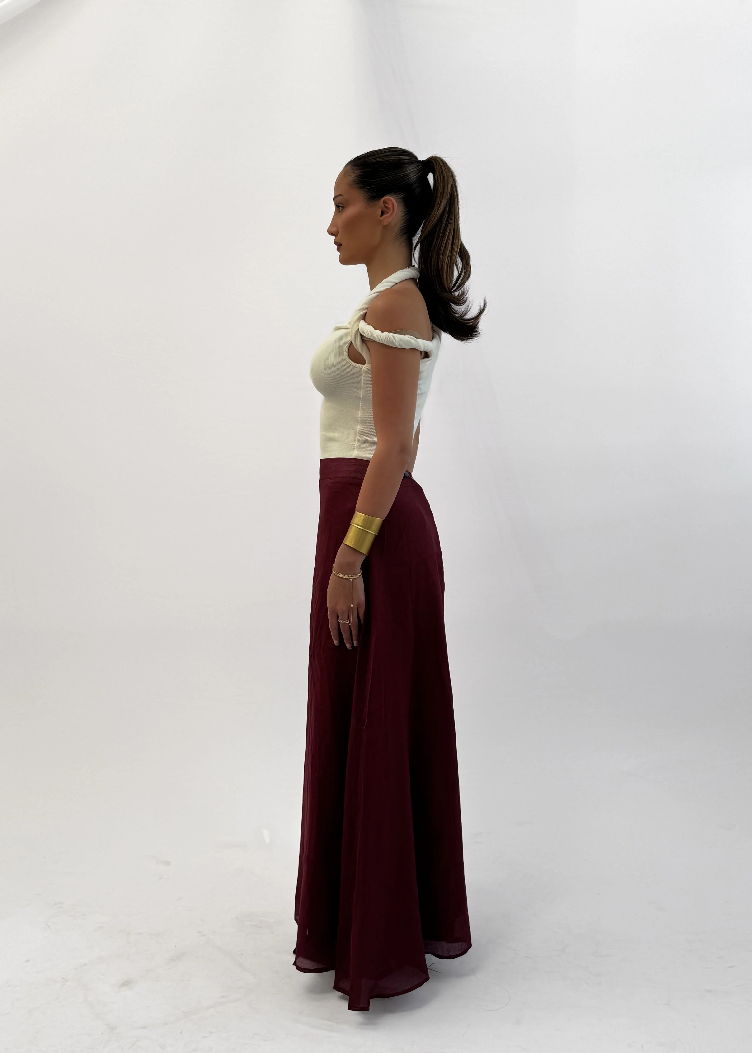 MÀRE A-LINE MAXI SKIRT - BORDEAUX - Image 3