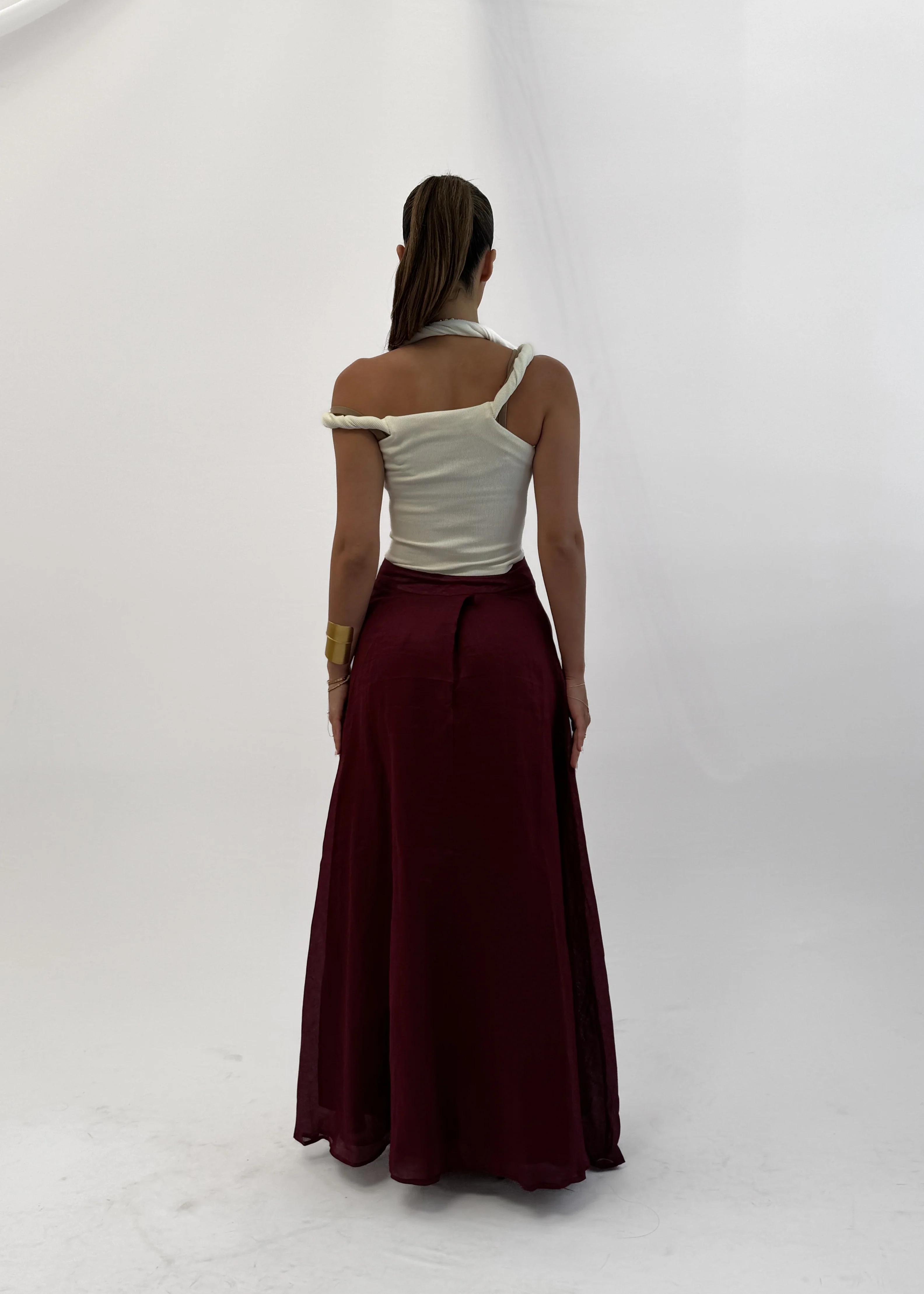 MÀRE A-LINE MAXI SKIRT - BORDEAUX - Image 4