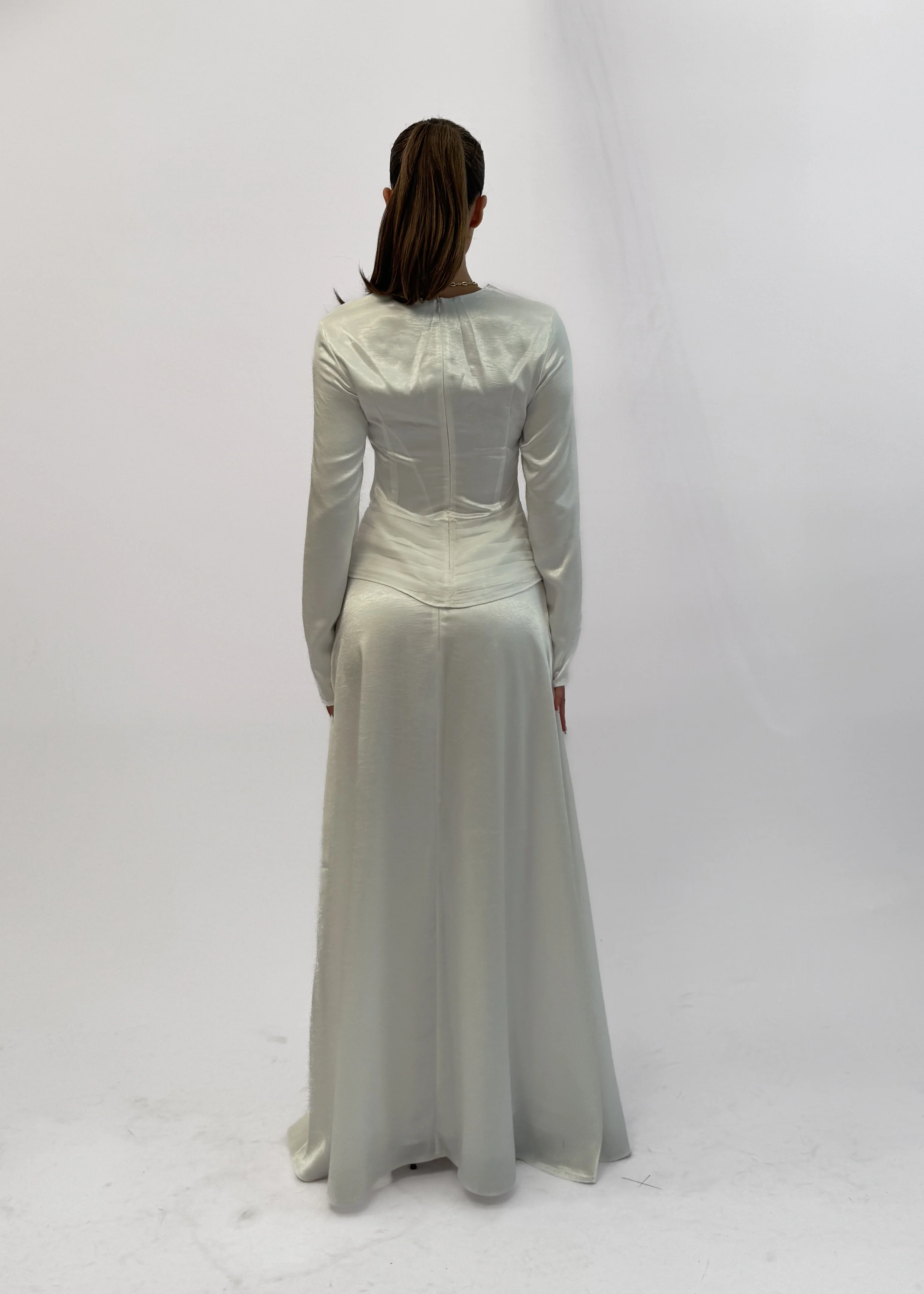 MIST SATIN TOP AND SKIRT SET - BLANC - Image 4