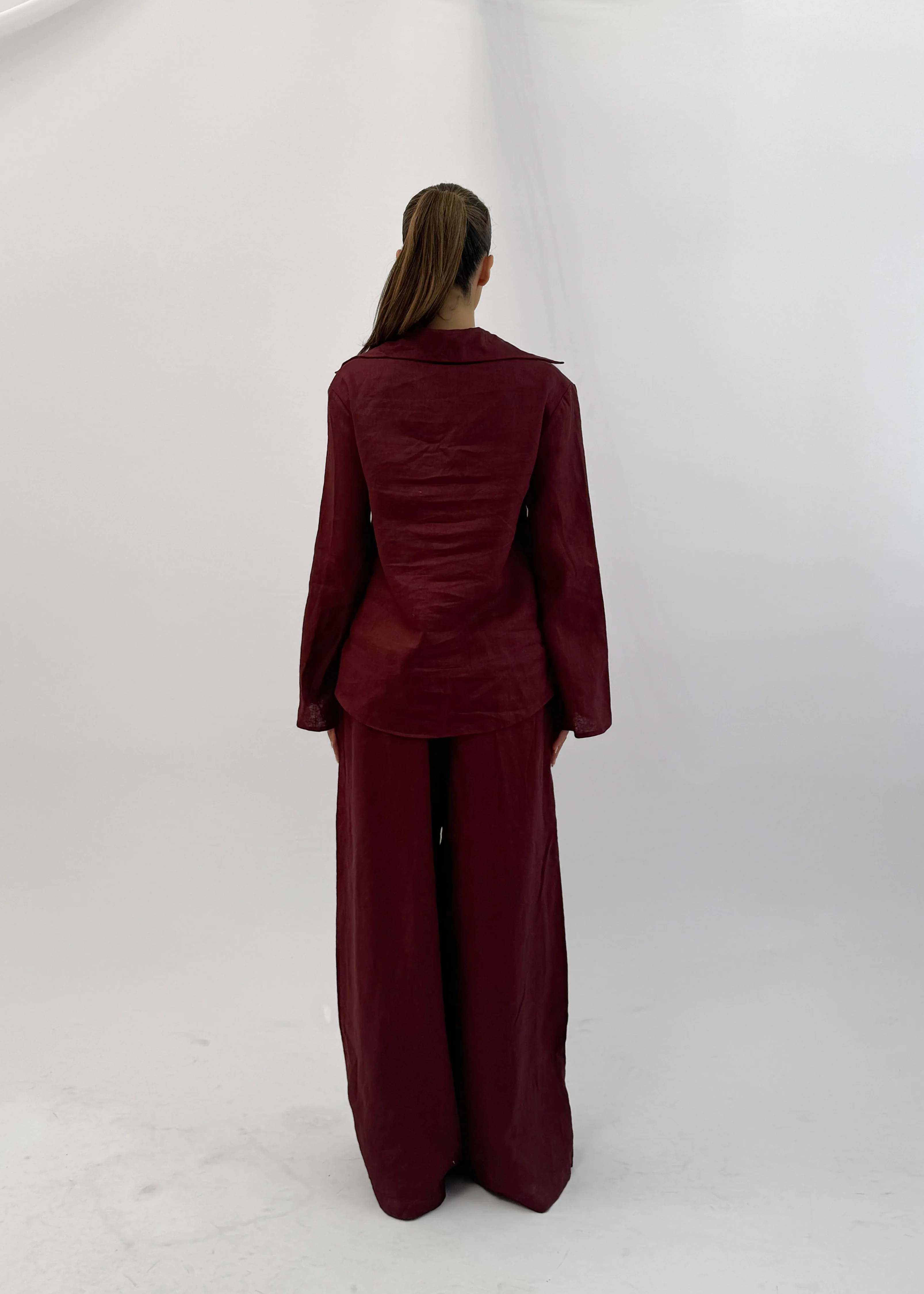 SIERRA BORDEAUX LINEN TOP AND PANT SET - Image 3