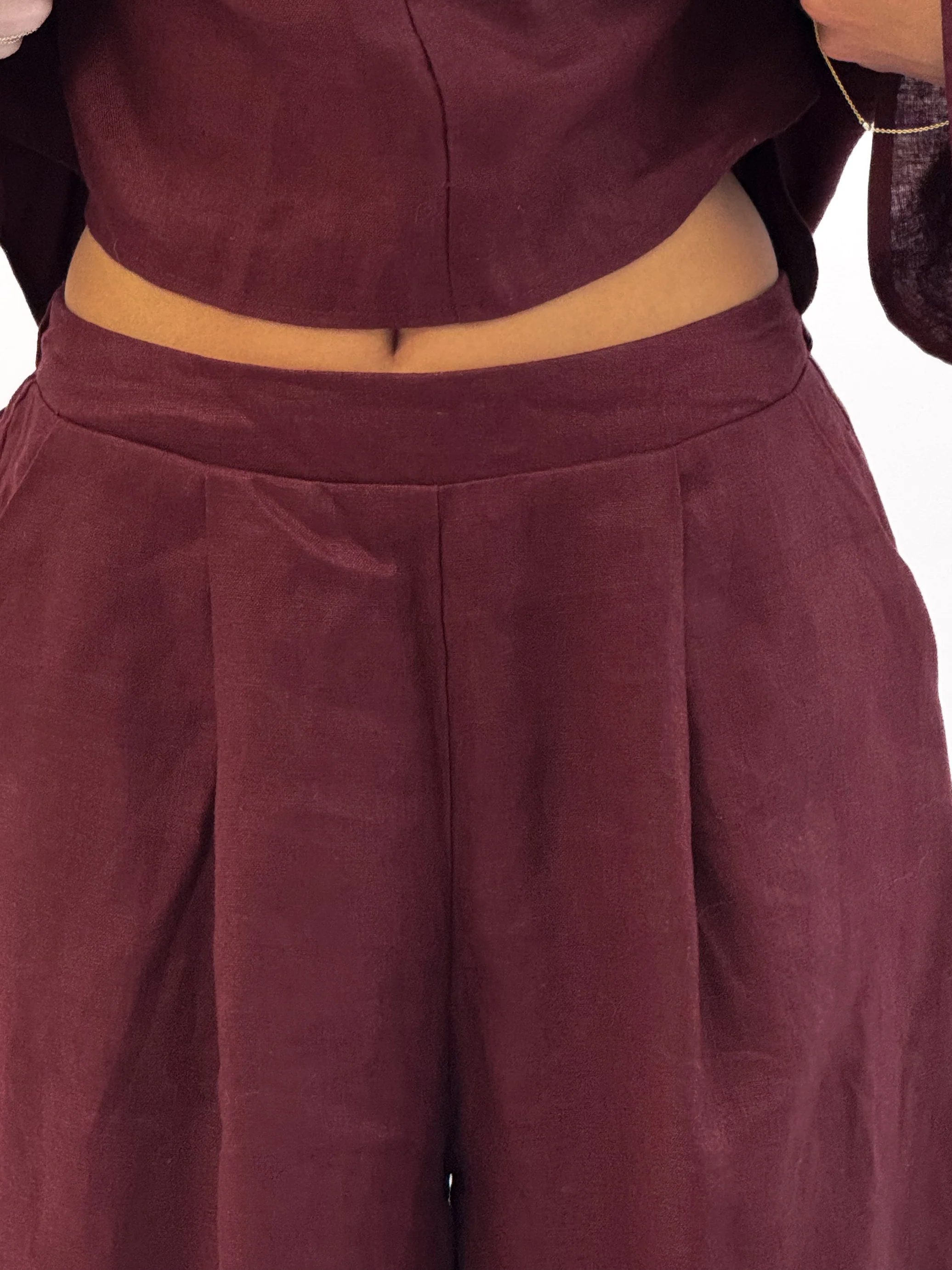 SIERRA BORDEAUX LINEN TOP AND PANT SET - Image 4