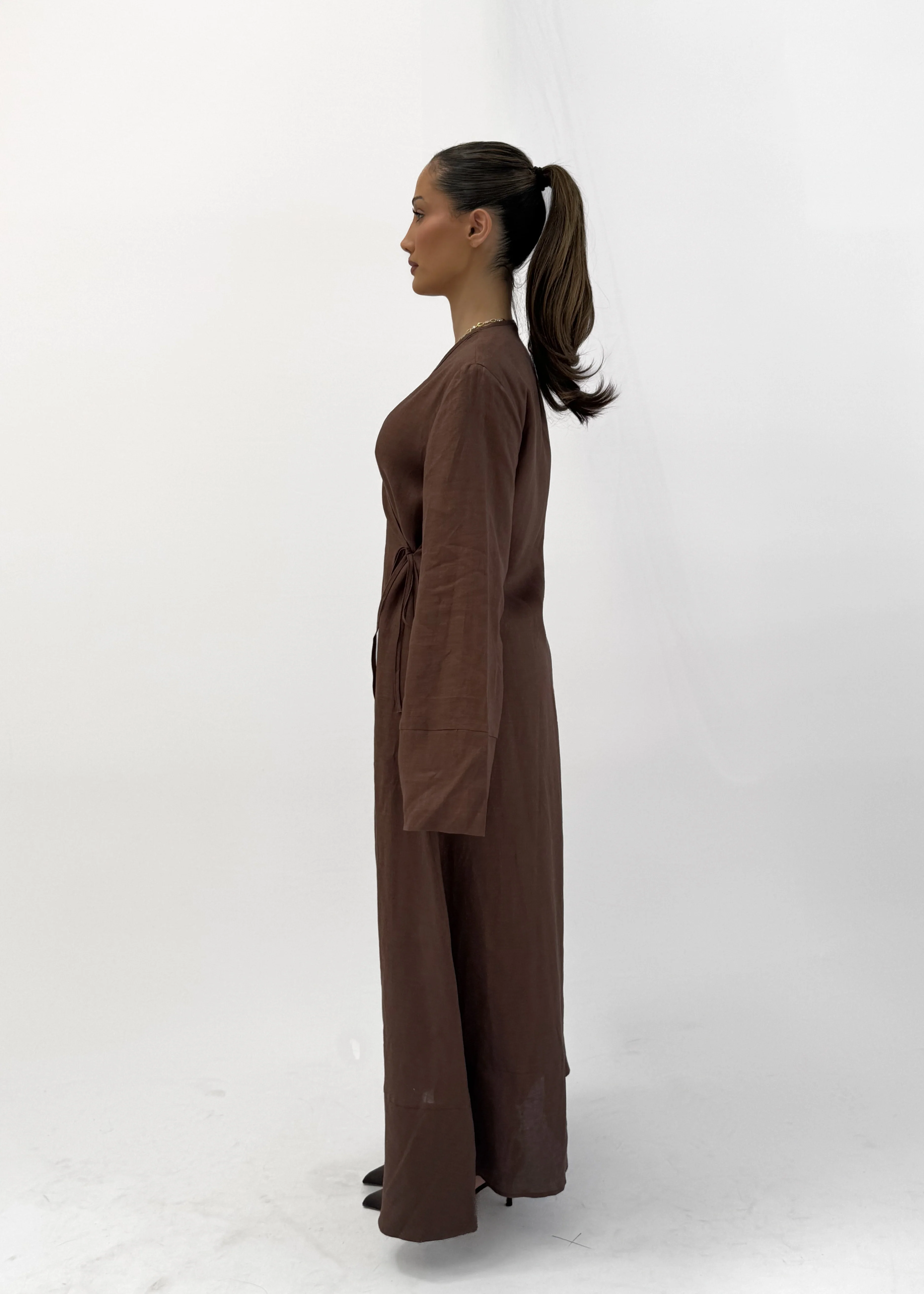 VACANZA RAMIE CHOCOLATE WRAP KIMONO - Image 3