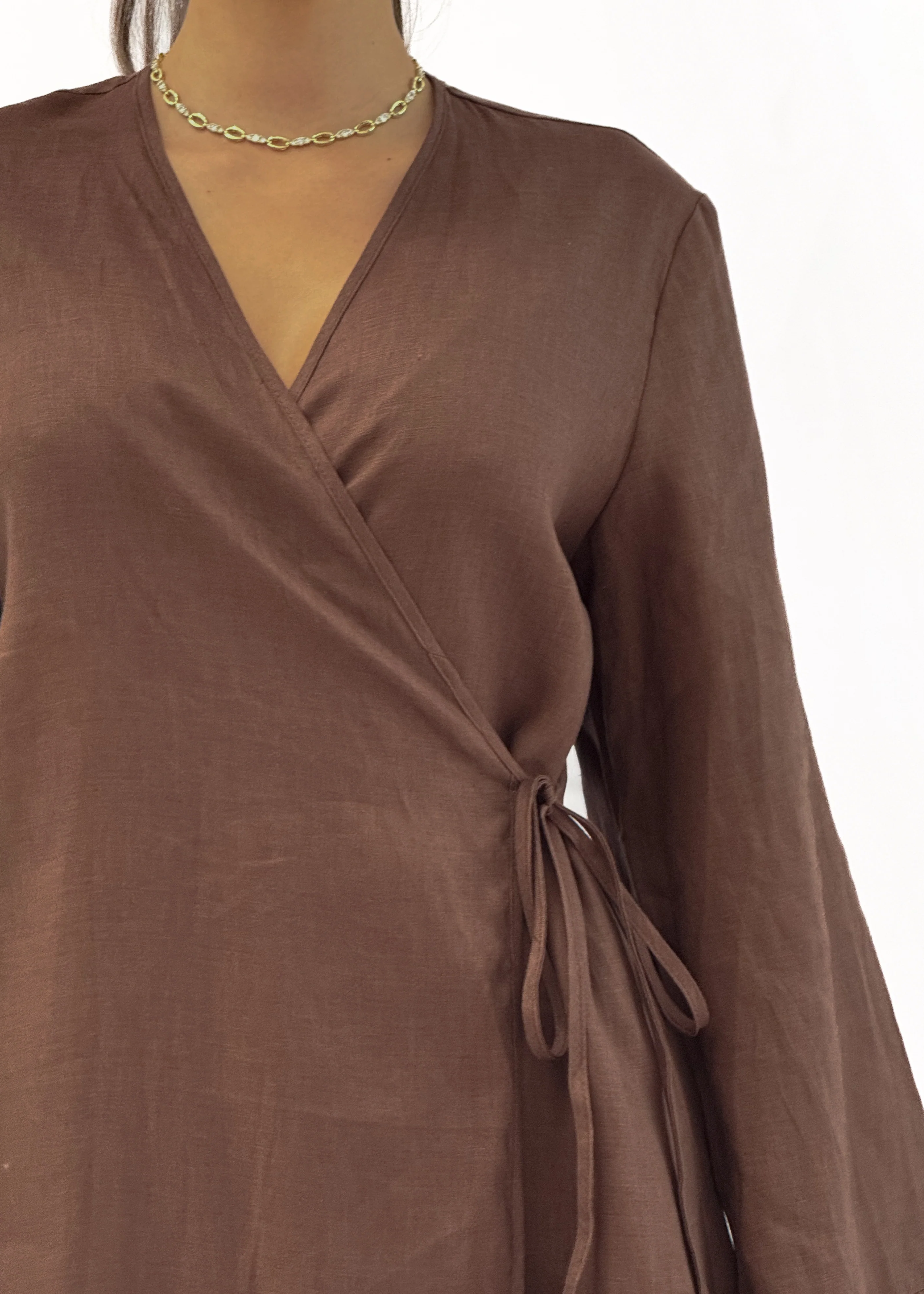 VACANZA RAMIE CHOCOLATE WRAP KIMONO - Image 4