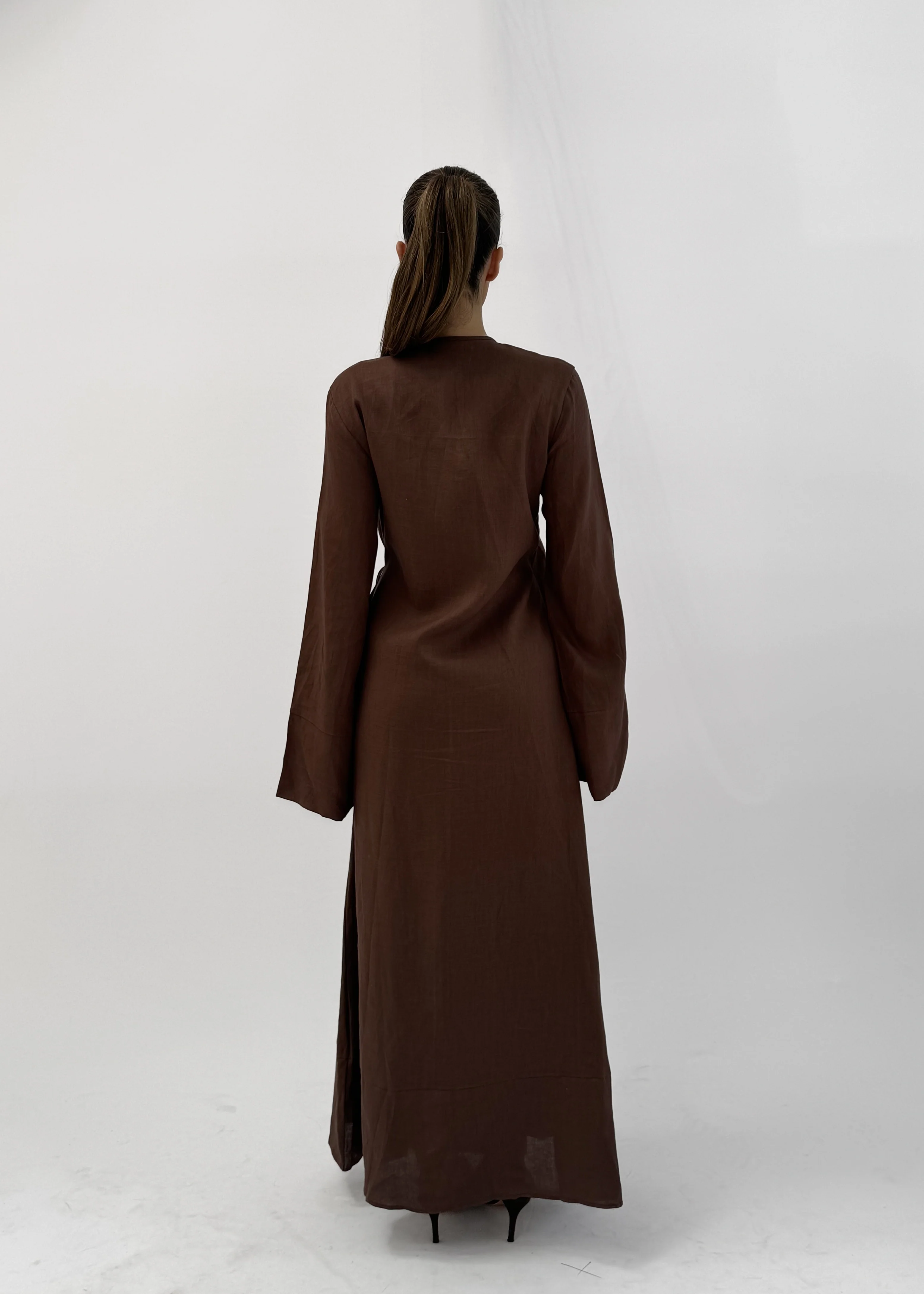 VACANZA RAMIE CHOCOLATE WRAP KIMONO - Image 5